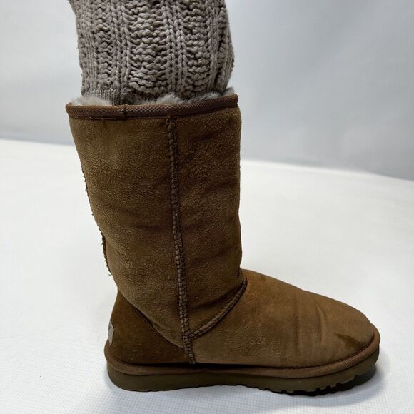 UGG Women's Tularosa Knit Detachable Knit Collar Boots Chestnut Brown Sz 7 3178 - Picture 16 of 16